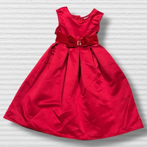 Classic Red Christmas Dress & Faux Fur Bolero Set Brooke Lindsay Size 5 Satin - Picture 4 of 8